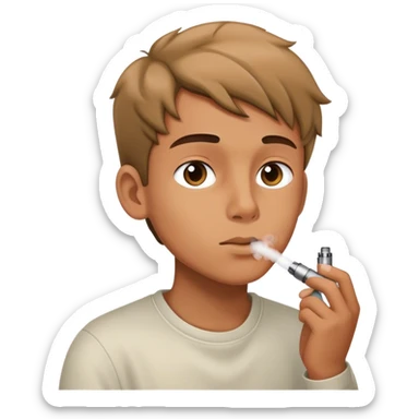 a boy with a vape sticker