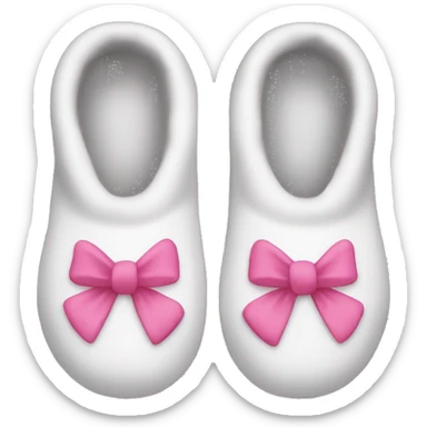 Make a pair of home sock slippers that are white with pink bows on them  sticker
