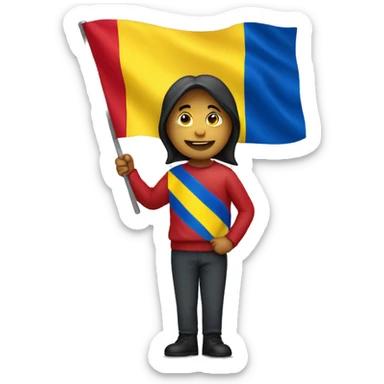 A person holding Romanian flag sticker