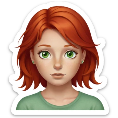 girl with red hair green eyes freckles nose ring  sticker