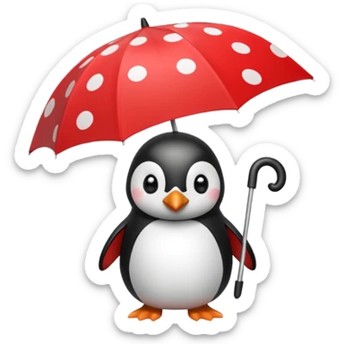 Penguin with red polka-dot umbrella sticker