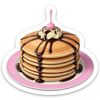 Pancake with pink cream and chocolate  sticker