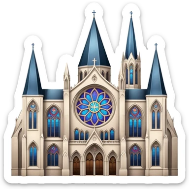 gothic cathedral with stained glass windows and spires sticker