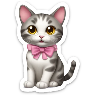 Coquette cat with bow  sticker