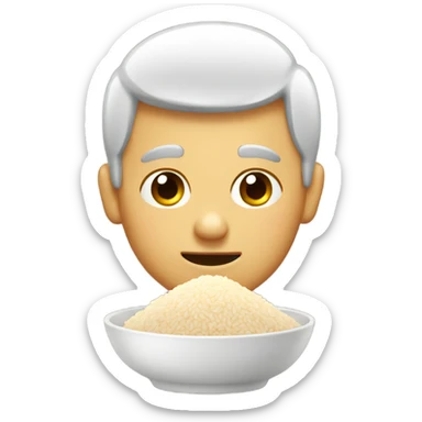 small eyed man eating rice sticker