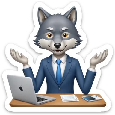 wolf in business clothes feeling the pressure of marketing online sticker
