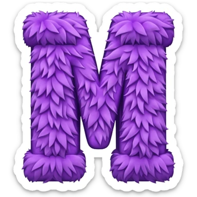 The fluffy letter M is purple in color sticker