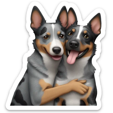 Two australian cattle dogs hugging sticker