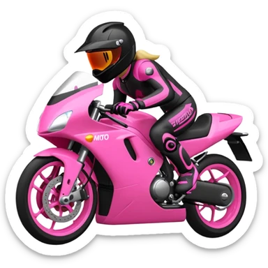moto sportiva con scritta nera e solo avanti rosa fluorescente  sticker