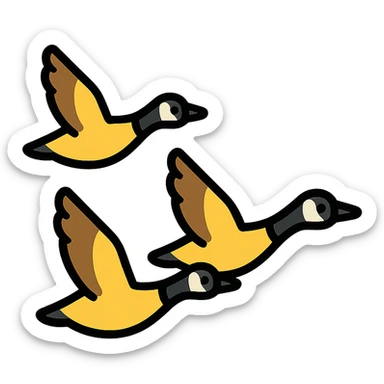small Canadian geese flying in a classic V formation, lead goose at the right, easily identifiable as Canadian geese, for encouragement sticker