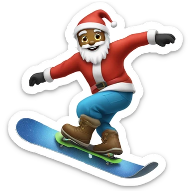 santa snowboarding sticker