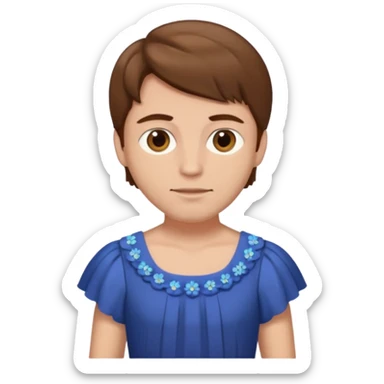 a man with brown hair in female clothes sticker