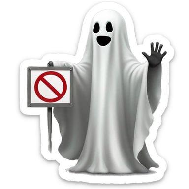 Ghost holding a 'no entry' sign website sticker