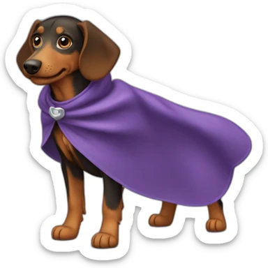 Chien teckel qui vole avec une cape  sticker