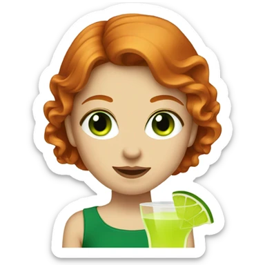 Green eyed redhead drinking a margarita  sticker