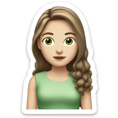 White Girl with long brown hair and green eyes sticker