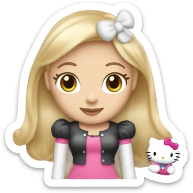 curvy beauty blonde girl with hello kitty plush sticker