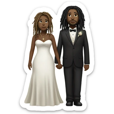 full body Plus size couple with dreads wedding pale sticker