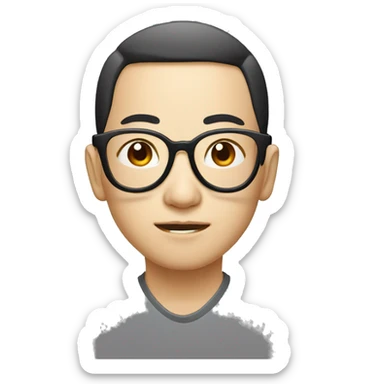 chinese with spectacles, young sticker