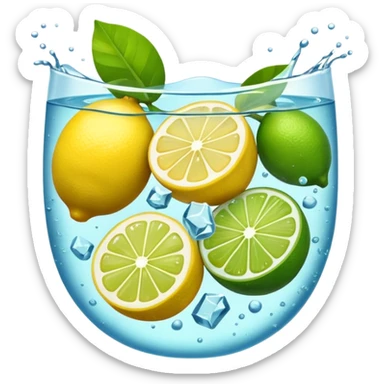 lemons and limes in water with ice sticker