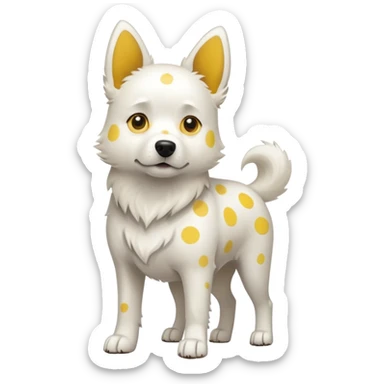 White dog with yellow spots  sticker