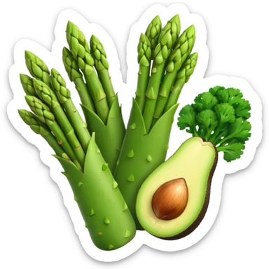 asparagus,avocado, broccoli, garlic sticker
