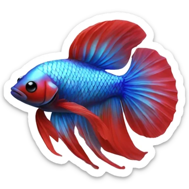 Iridescent beta fish blue body red tail sticker