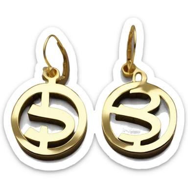 $  symbol dollar shaped earings gold sticker