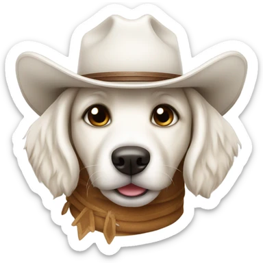 cute white dog with a cowboy hat.  sticker
