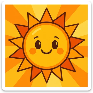 sun, vibrant cartoon style, bright and colorful sticker