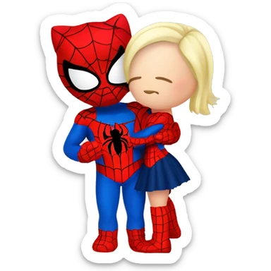 Hello kitty kissing Spider-Man  sticker