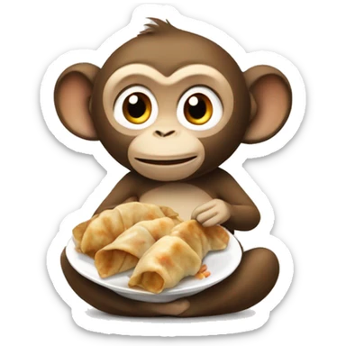 monkey eating a gyoza sticker