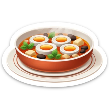 Homemade dishes on a plate, warm cozy colors, simple shapes, flat design, high contrast, friendly and inviting. sticker
