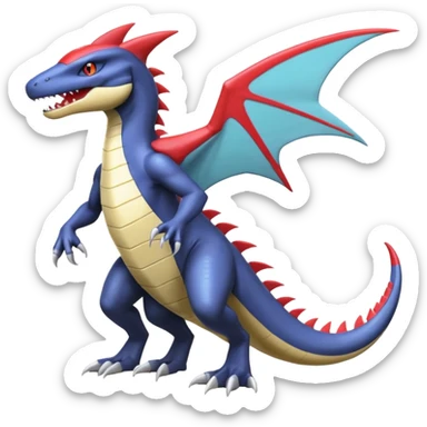 Shiny Garchomp-Noibat-Nargacuga-Salamence-Silvally-Fakémon-hybrid-creature (full body)  sticker