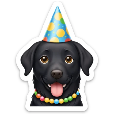 Black Labrador long hair party hat sticker