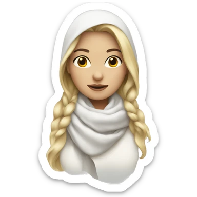A blonde girl wearing white scarf sticker