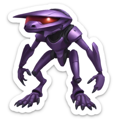 a black Genesect-Raptor-Fakémon—hybrid with a futuristic visor-helmet full body sticker