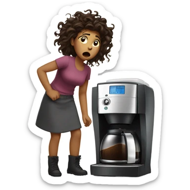 Girl messy coffee maker sticker