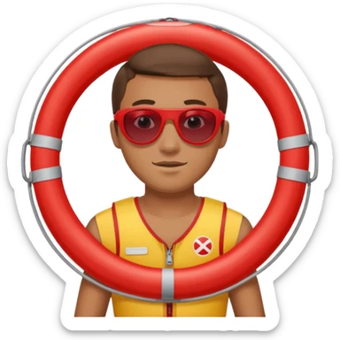 Lifeguard Holding Rescue Tube circle  sticker