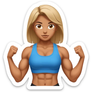 an extremely muscular girl with strong abs sticker