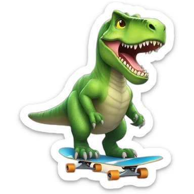 huge cat dinosaur riding a skateboard sticker