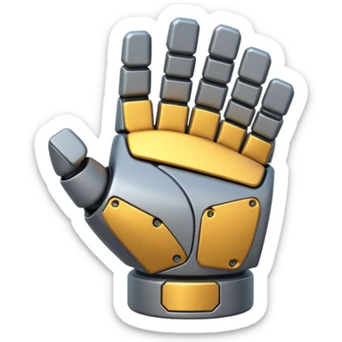 bulky robot fist, top-down angle, emoji style sticker