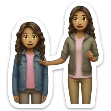 a children girl stand up other person sticker