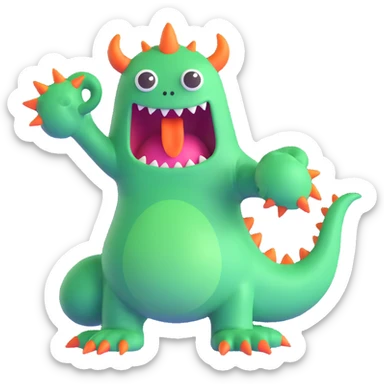 The number 1 as a fantasy monster sticker