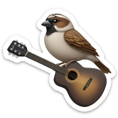 sparrow with a guitar sticker