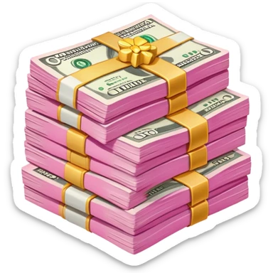 pink stack of cash sticker