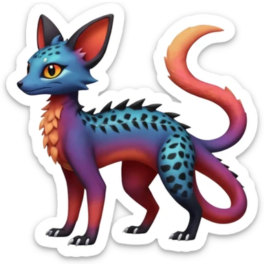 Dark magma-gradients-colored Salandit-Umbreon-Genet-Noivern-Noibat-Serval-Hybrid (Full body) sticker