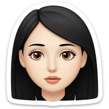 Mulher gordinha com pele branca, olhos castanhos, cabelo Liso e preto. Uma pinta abaixo da boca no canto direito sticker