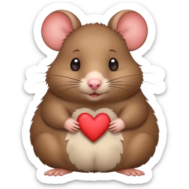 little fat rat with hearts sticker