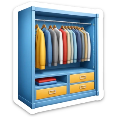 Icon for Furniture Design development: a close-up view of a 3D wardrobe on a blueprint with a measuring tape alongside. The icon should represent precision and the design process in furniture creation. Transparent background. sticker